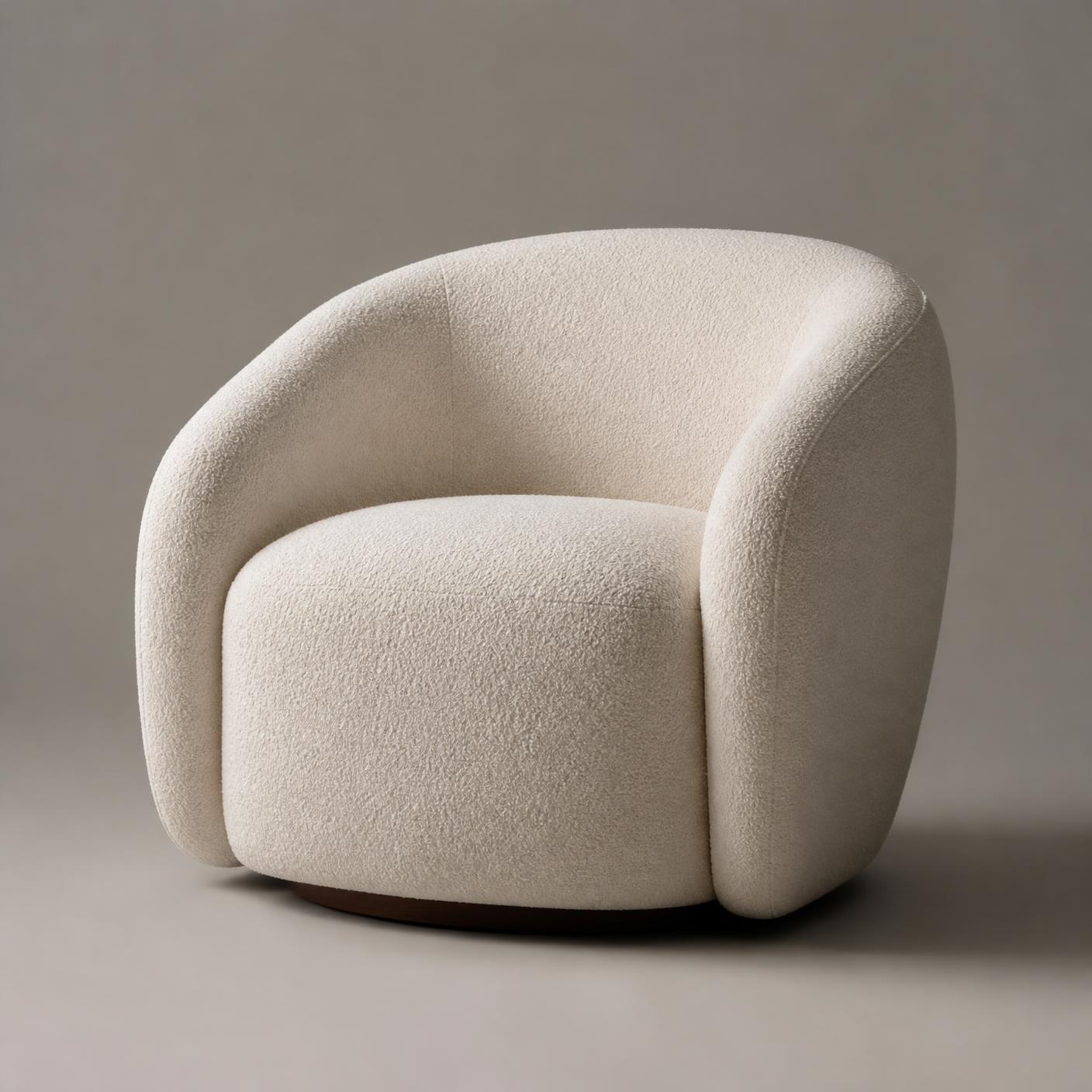Orin lounge chair in ivory bouclé